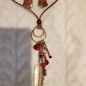 Tribal decorative necklace and earrings